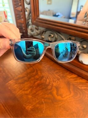 Costa Clear Frame Sunglasses with Blue Mirrored Lenses
